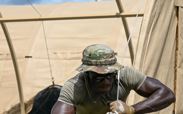 346th EABS Airmen build tents