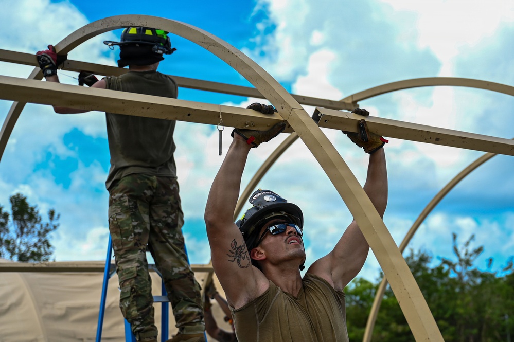 346th EABS Airmen build tents