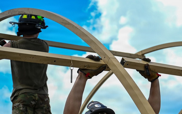 346th EABS Airmen build tents