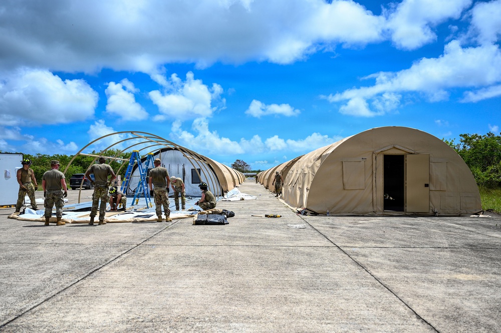 346th EABS Airmen build tents
