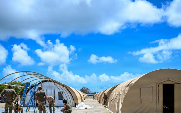 346th EABS Airmen build tents