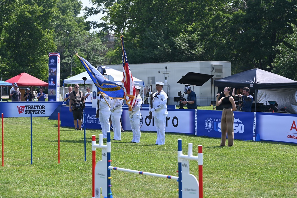 NSA Philadelphia Sailors Present Colors at AKC Celebrates USA 250