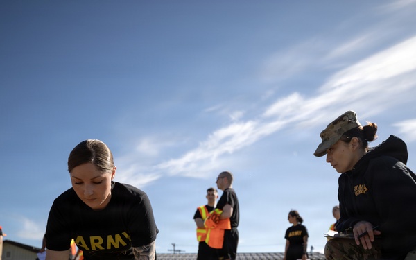 Alaska Army National Guardsmen conduct the Army Fitness Test
