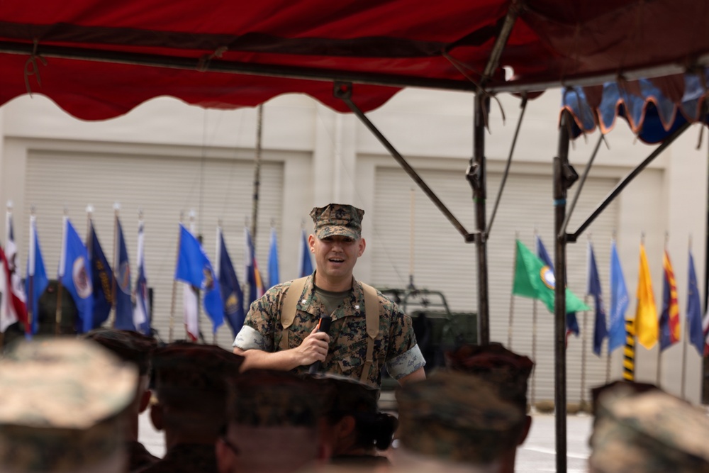 U.S. Marines with 12th LAAB Participate in a Change of Command Ceremony