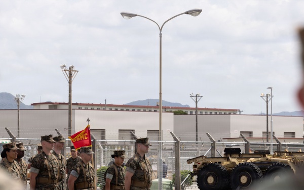 U.S. Marines with 12th LAAB Participate in a Change of Command Ceremony