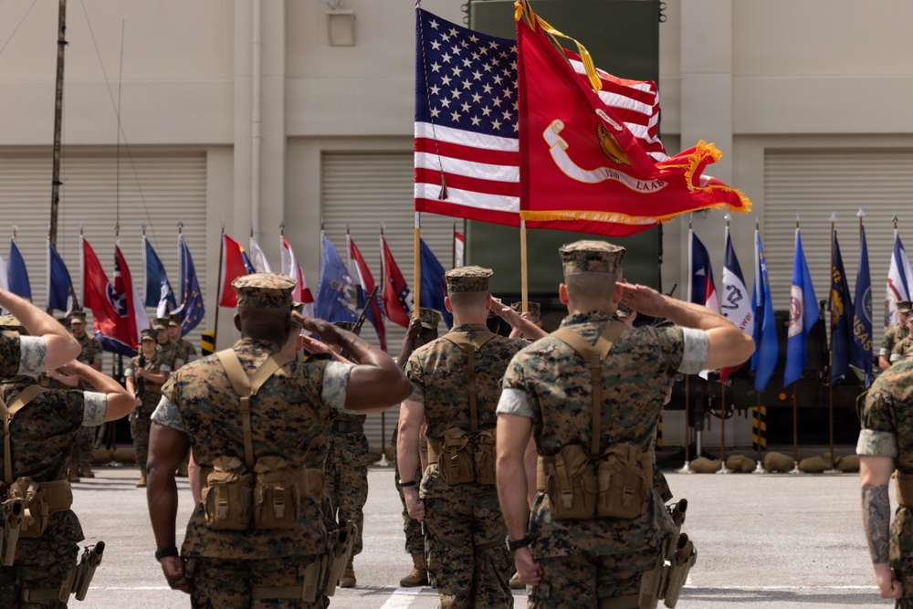 U.S. Marines with 12th LAAB Participate in a Change of Command Ceremony