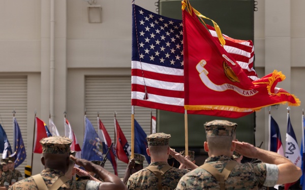 U.S. Marines with 12th LAAB Participate in a Change of Command Ceremony