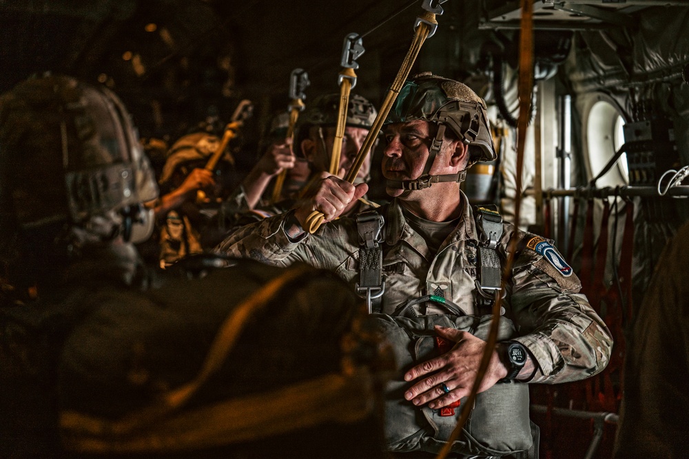 U.S. and Allied Paratroopers jump into Iron Mike drop zone for D-Day 82
