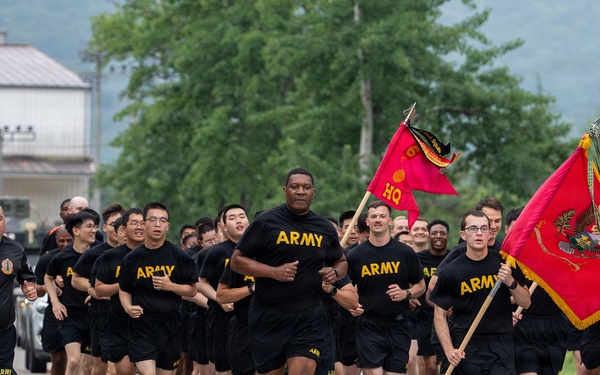 Camp Carroll U.S. Army Soldiers and KATUSAs kicked off the "2026 Eighth Army KATUSA and U.S. Soldier Friendship Week (KFW)" with an early morning run across Camp Carroll on June 8.