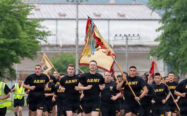 Camp Carroll U.S. Army Soldiers and KATUSAs kicked off the "2026 Eighth Army KATUSA and U.S. Soldier Friendship Week (KFW)" with an early morning run across Camp Carroll on June 8.