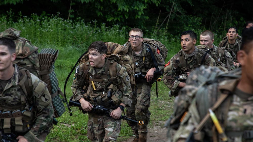 Soldiers Participate in Ruck March During E3B Testing