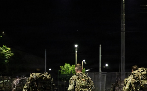 Soldiers Participate in Ruck March During E3B Testing