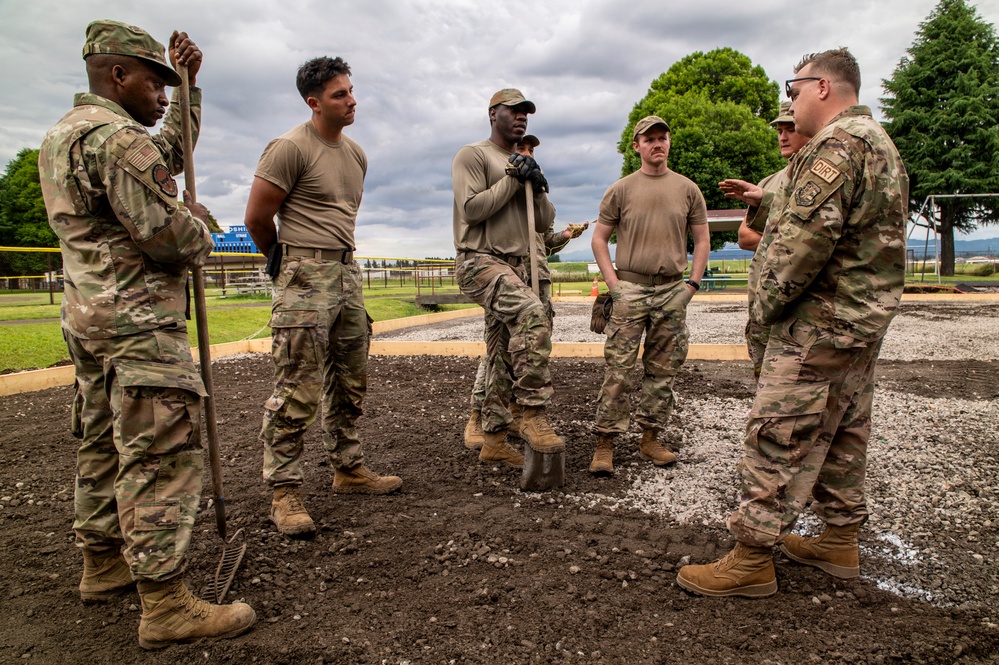 Civil engineers prepare concrete pad