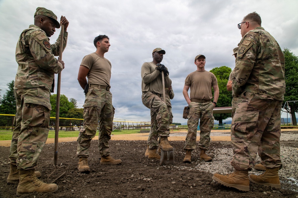 Civil engineers prepare concrete pad