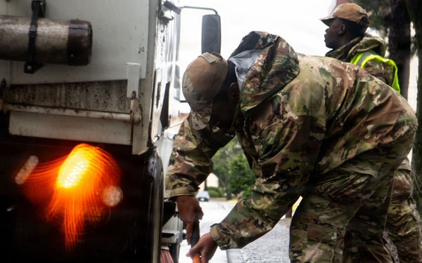 374 CES Airmen maintain installation readiness through storm, mitigating flood