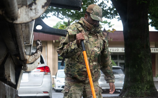 374 CES Airmen maintain installation readiness through storm, mitigating flood
