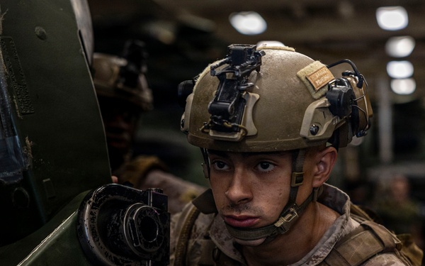 Echo Battery, BLT 3/5 Marines Conduct Howitzer Gun Drills Aboard USS Portland