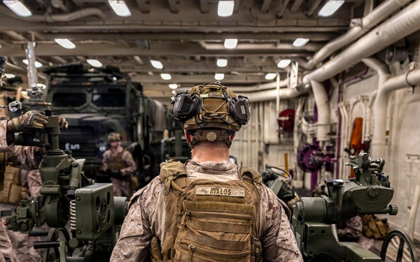 Echo Battery, BLT 3/5 Marines Conduct Howitzer Gun Drills Aboard USS Portland