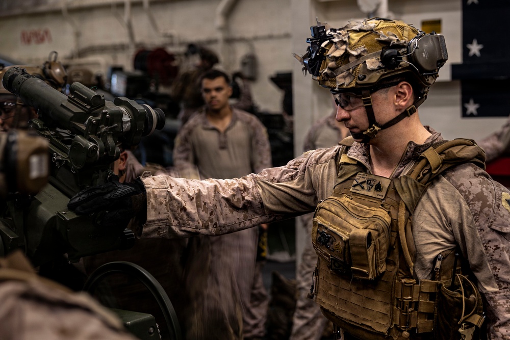 Echo Battery, BLT 3/5 Marines Conduct Howitzer Gun Drills Aboard USS Portland