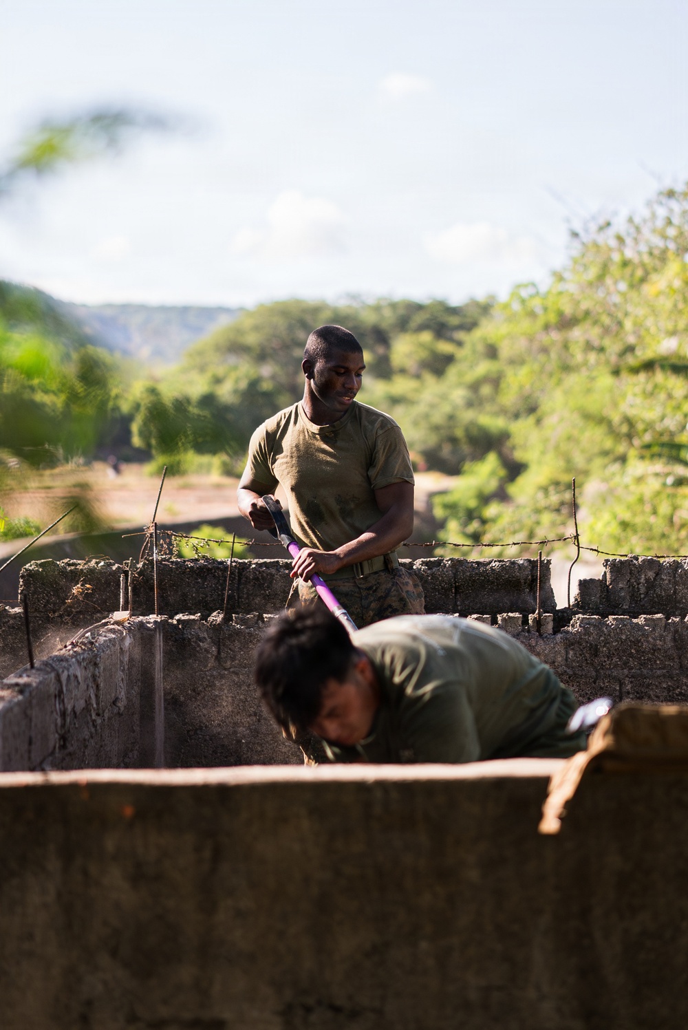 U.S. Marines and Philippine service members participate in Bobon Elementary Eskwela