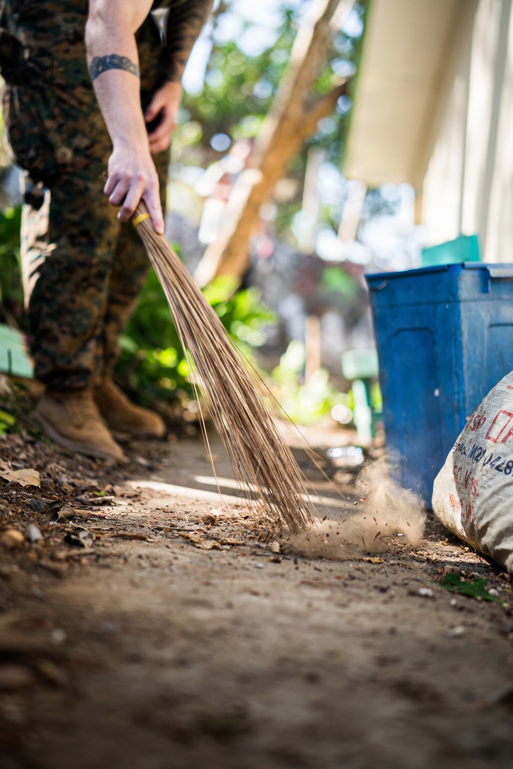 U.S. Marines and Philippine service members participate in Bobon Elementary Eskwela