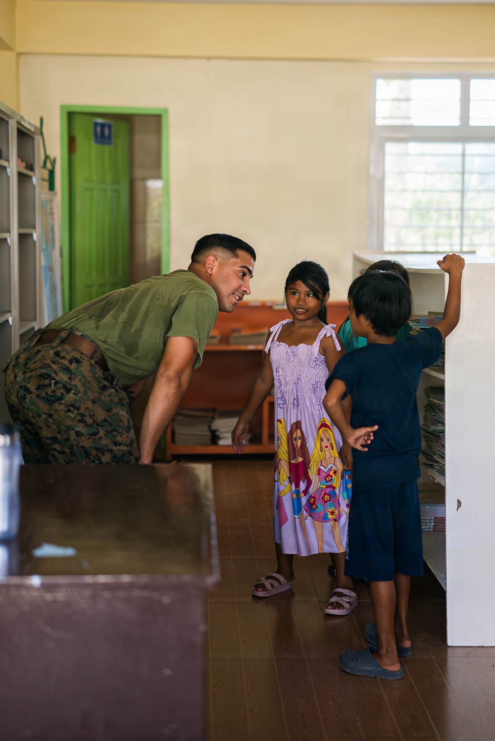 U.S. Marines and Philippine service members participate in Bobon Elementary Eskwela