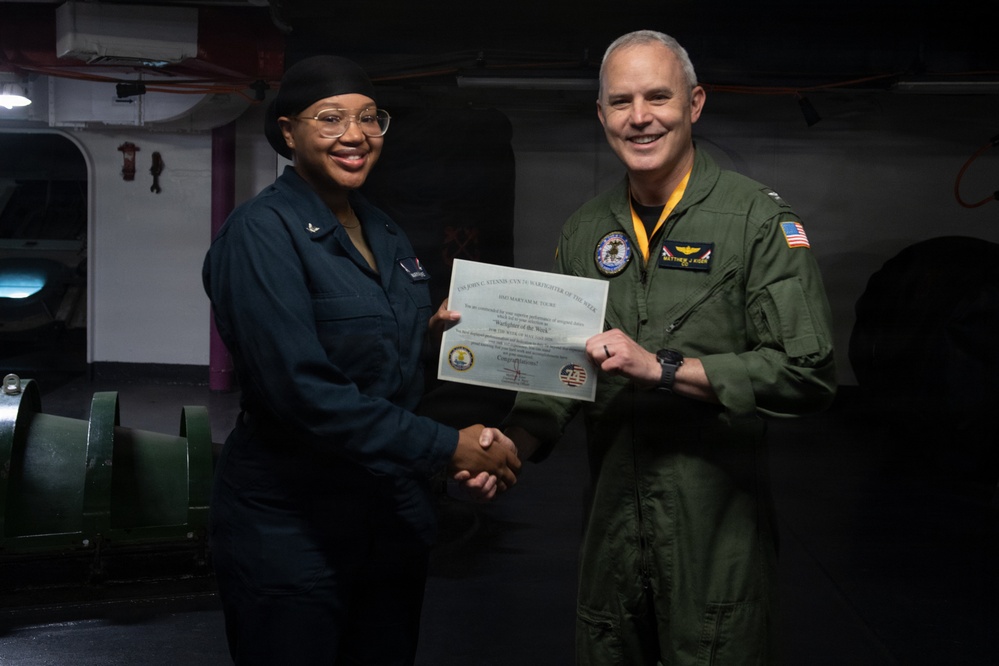 HM3 Toure Recognized as Stennis' Warfigher of the Week