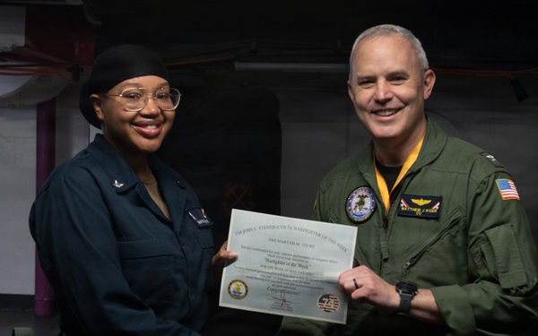 HM3 Toure Recognized as Stennis' Warfigher of the Week