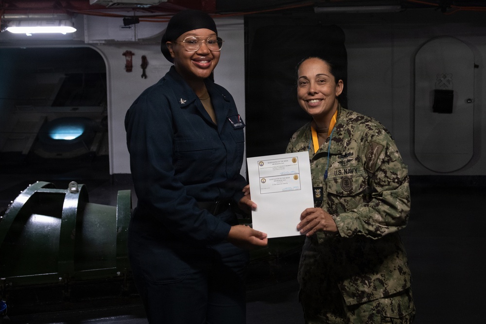 HM3 Toure Recognized as Stennis' Warfigher of the Week