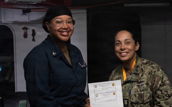 HM3 Toure Recognized as Stennis' Warfigher of the Week