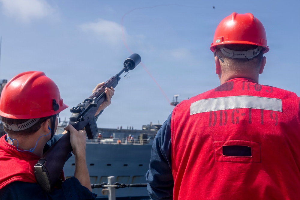 USS Delbert D. Black (DDG 119) Conducts a Replenishment-at-sea