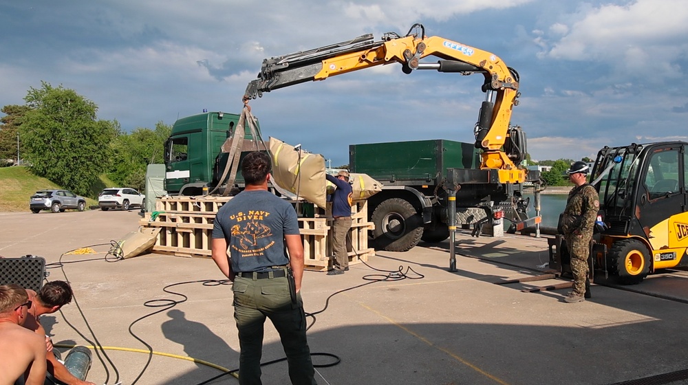 U.S. and Royal Netherlands Navy Divers Advance Boat Ramp Construction in Latvia
