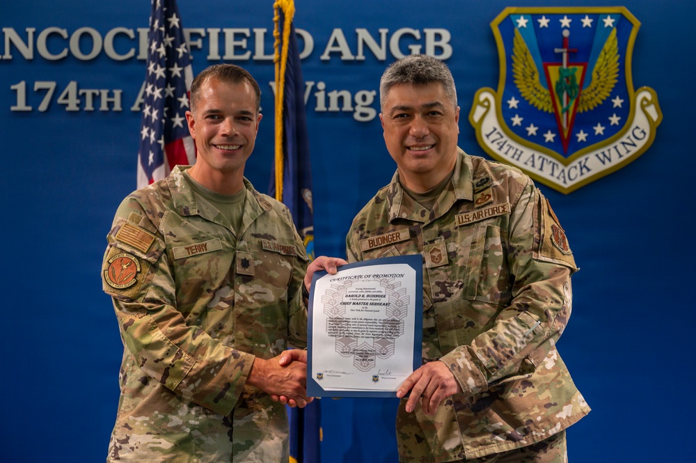Budinger Promoted to Chief Master Sgt.
