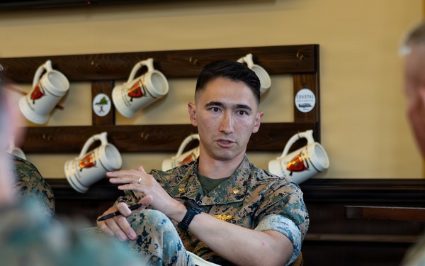 The Commandant, Gen. Eric M. Smith and the Sergeant Major of the Marine Carlos A. Ruiz speak to Bravo Company TBS Instructors and Students