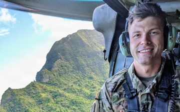Maj. Kenneth Welch on a UH-60 Blackhawk helicopter