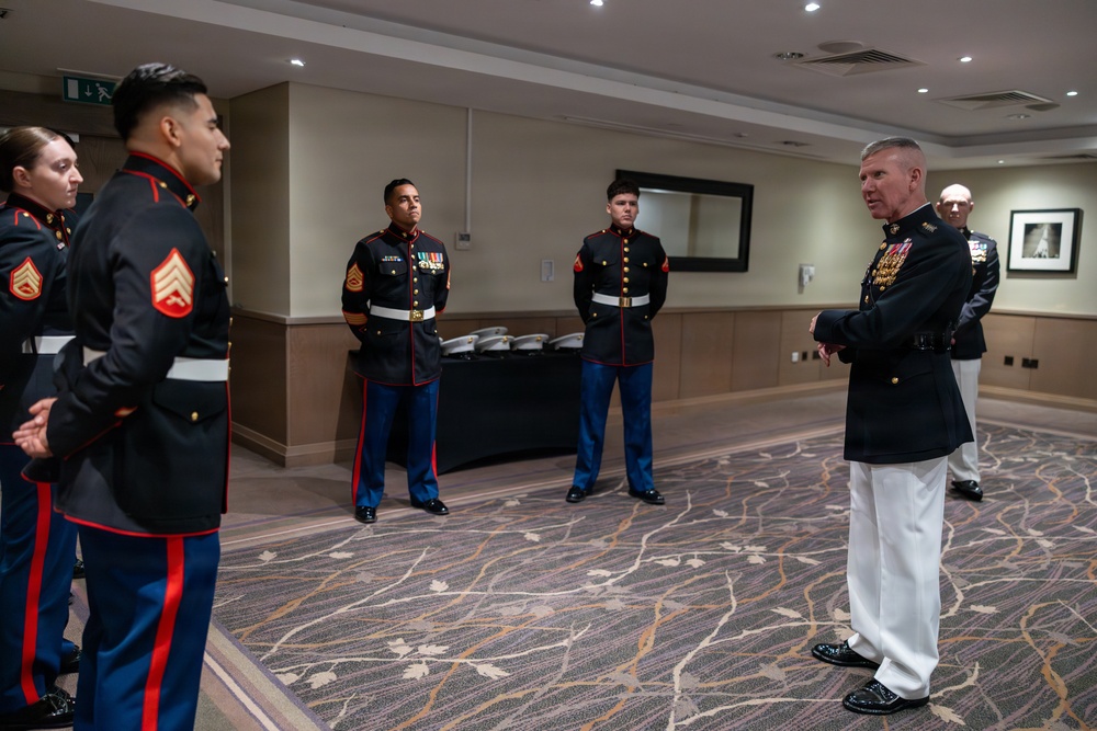 The Commandant, Gen. Eric M. Smith visits London Detachment Marine Security Guards