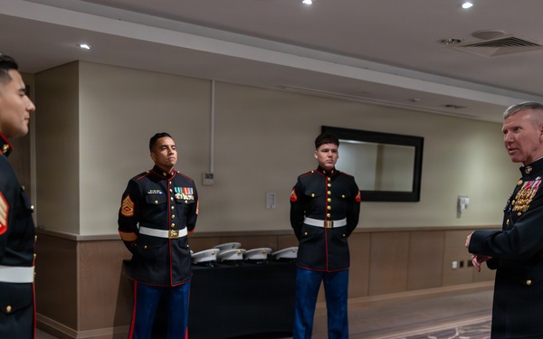 The Commandant, Gen. Eric M. Smith visits London Detachment Marine Security Guards
