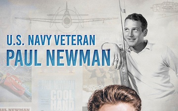 A photo illustration montage depicts actor and Navy veteran Paul Newman.
