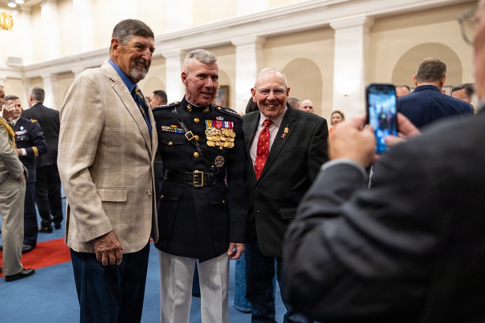 The Commandant, Gen. Eric M. Smith hosts Evening Parade for Chairman Gen. Dan Caine