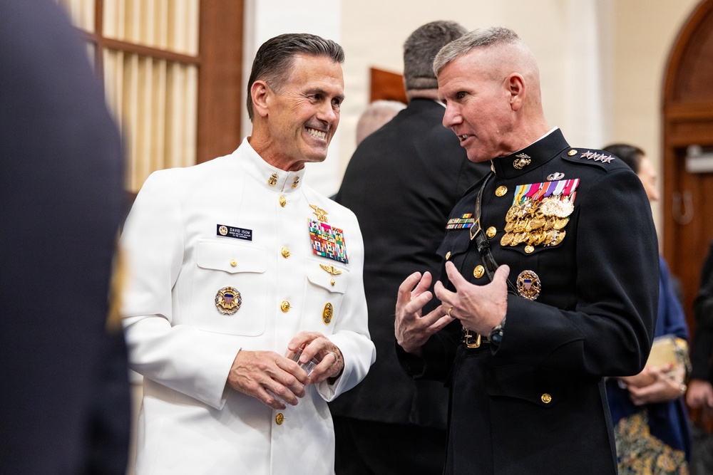 The Commandant, Gen. Eric M. Smith hosts Evening Parade for Chairman Gen. Dan Caine