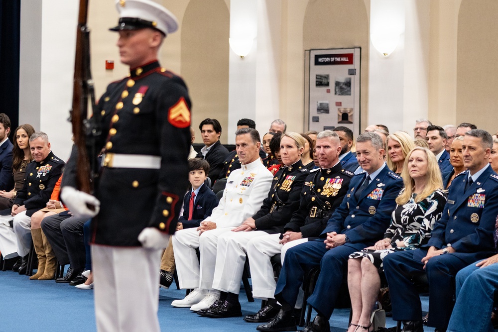 The Commandant, Gen. Eric M. Smith hosts Evening Parade for Chairman Gen. Dan Caine