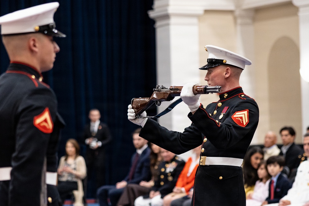 The Commandant, Gen. Eric M. Smith hosts Evening Parade for Chairman Gen. Dan Caine