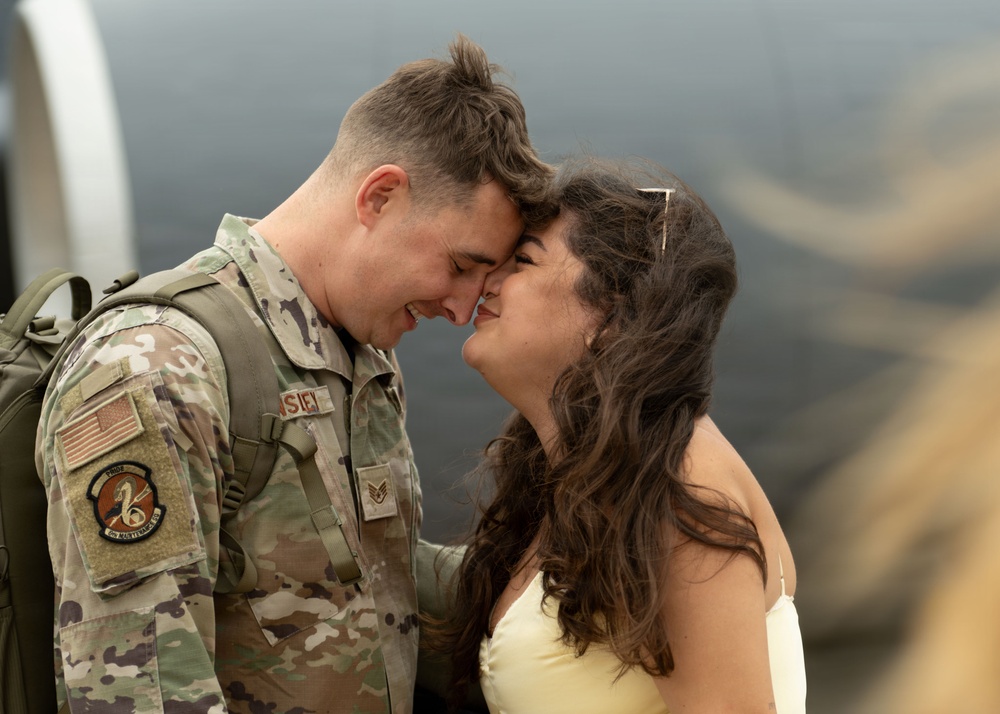 A long-awaited embrace: Air Mobility Command Airmen return to loved ones