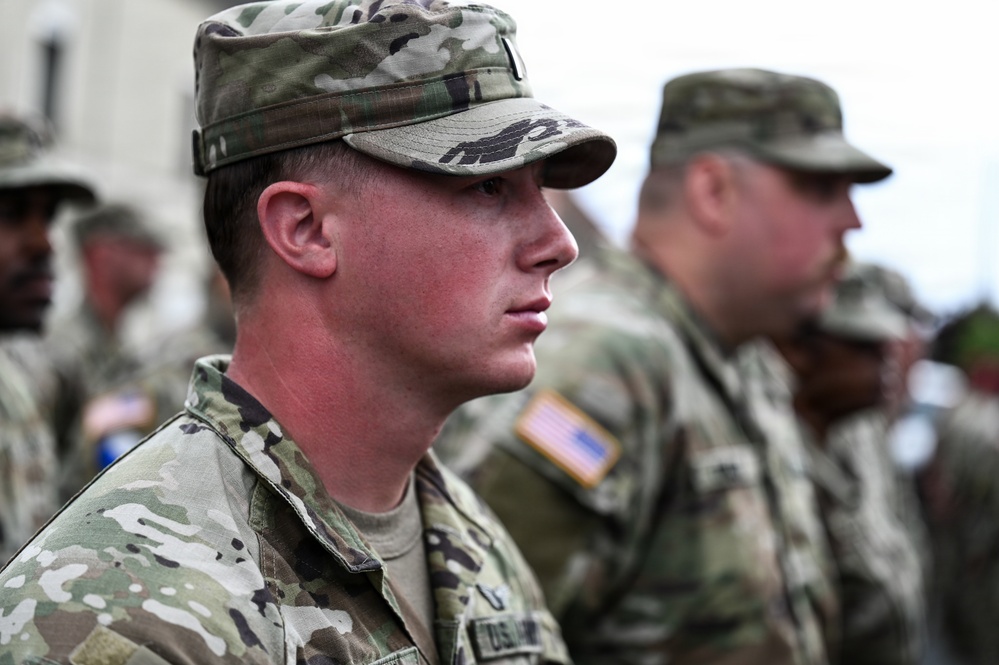 U.S., German troops march to honor 90th Infantry Division in Normandy ceremony