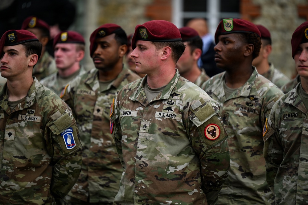 U.S., German troops march to honor 90th Infantry Division in Normandy ceremony