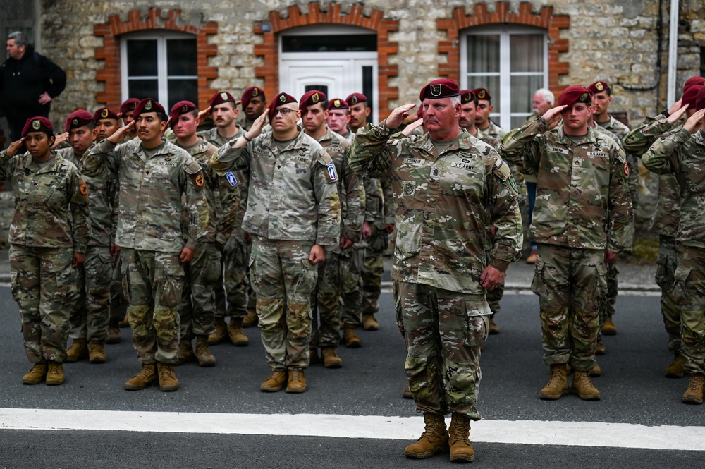 U.S., German troops march to honor 90th Infantry Division in Normandy ceremony