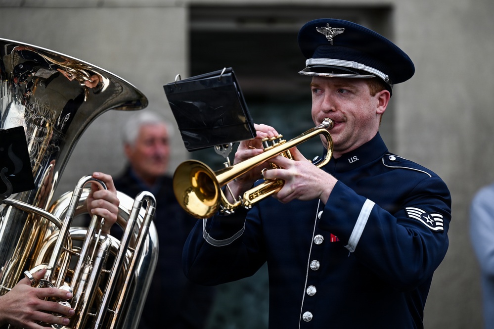 U.S., German troops march to honor 90th Infantry Division in Normandy ceremony