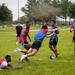 Soldiers assigned to 7th Special Forces Group (Airborne) partake in a football tournament during Red Empire Week 2026
