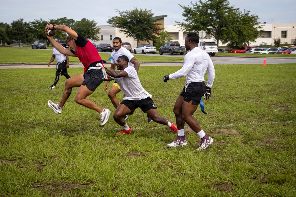 7th Special Forces Group (Airborne) Soldiers partake in a football tournament during Red Empire Week 2026