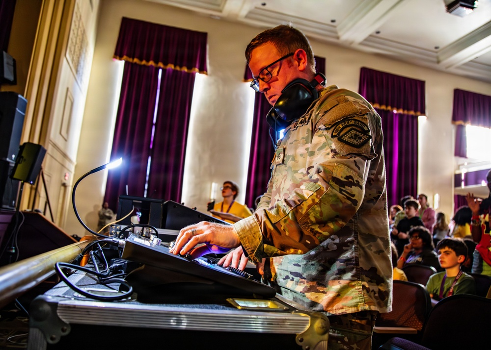 106th Army Band, Charlie Rock performs at the University of Central Arkansas Junior High Band Camp